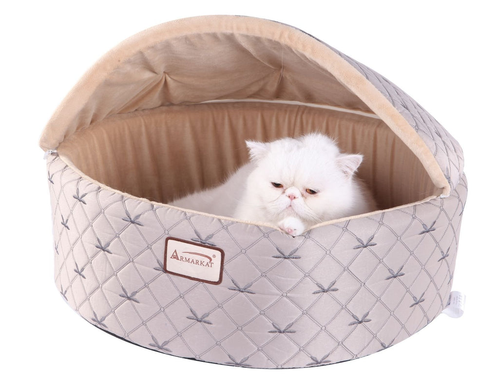 [Australia] - Armarkat Cat Bed, Small, Pale Silver and Beige 