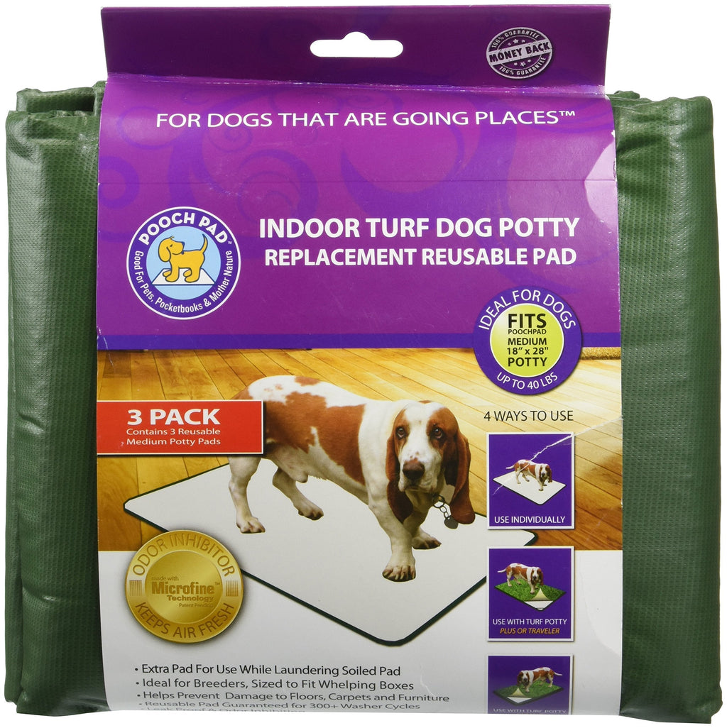 [Australia] - Pooch Pads Indoor Turf Replacement Pad Dog Potty (3 Pack), Medium/18" x 28" 