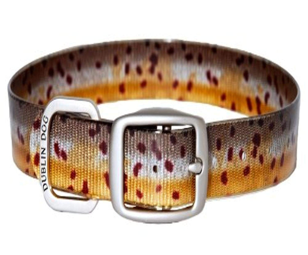 [Australia] - Dublin Dog Koa Collection Trout Series 17 by 21.5-Inch Dog Collar, Large, Brown Trout 