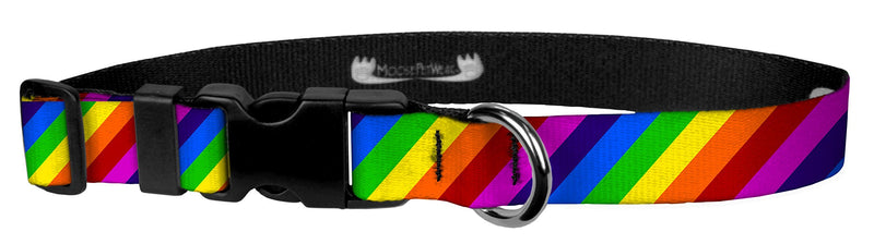 [Australia] - Fun Printed Dog Collar - Patterned Adjustable Dog Collars, Made in the USA - Wide Variety of Designs and Sizes 1" COLLAR LG Rainbow Stripe 