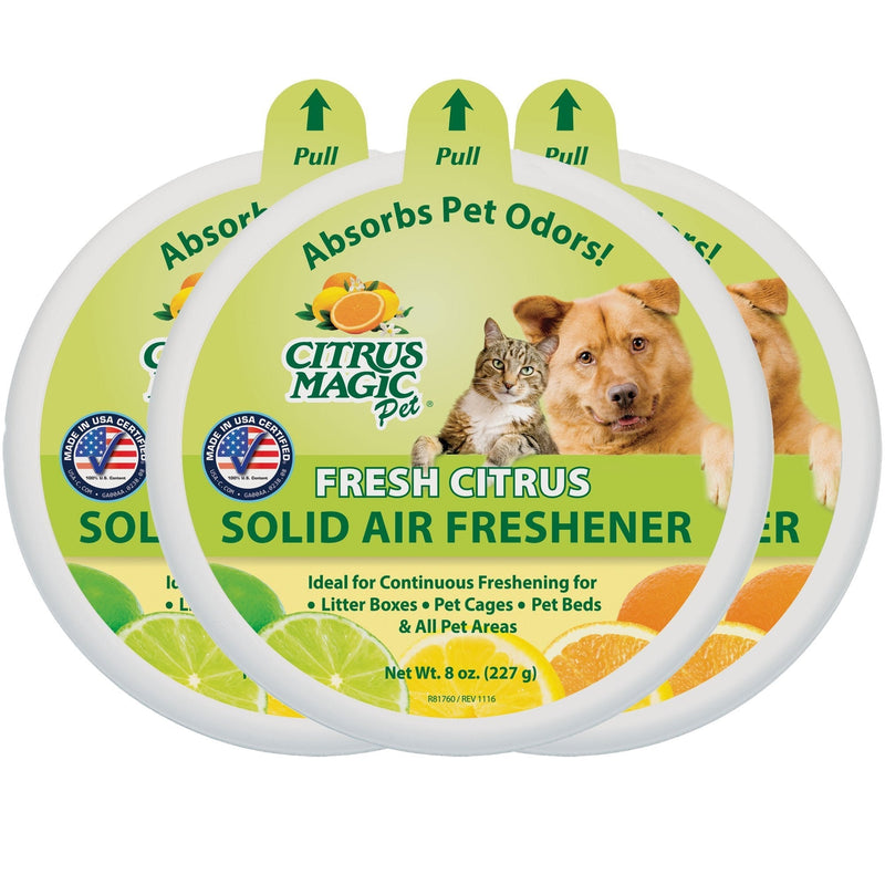 [Australia] - Citrus Magic Pet Odor Absorbing Solid Air Freshener, Pack of 3, 8-Ounces Each Fresh Citrus 