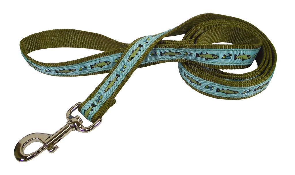 [Australia] - Hamilton Outdoorsman Collection Dog and Duck Pattern Nylon Lead with Swivel Snap Fish/Green 1" x 6' 