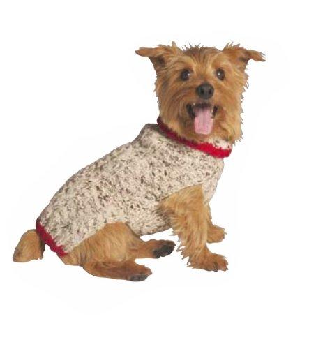Chilly Dog Oatmeal with Red Trim Dog Sweater, Small - PawsPlanet Australia