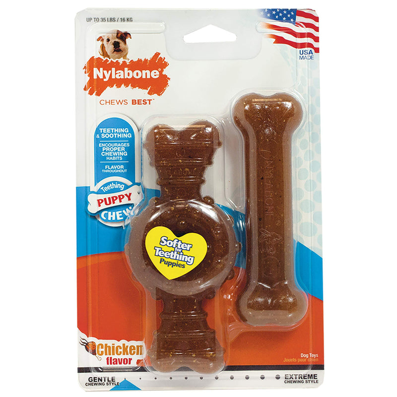 [Australia] - Nylabone Puppy Chew Ring Bone & Toy Twin Pack None 