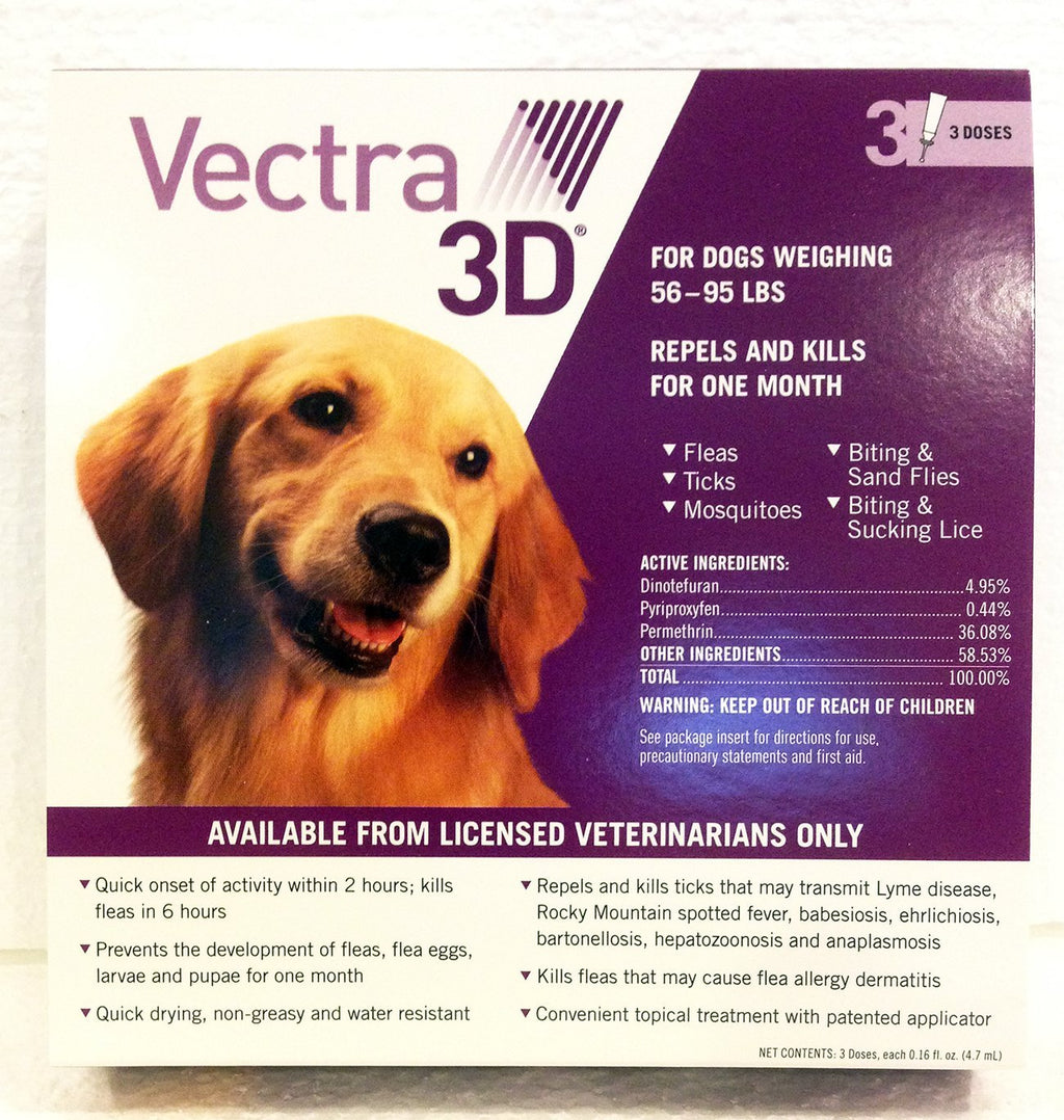 Vectra 3D Purple for Dogs 56-95 lbs - 3 Doses - PawsPlanet Australia