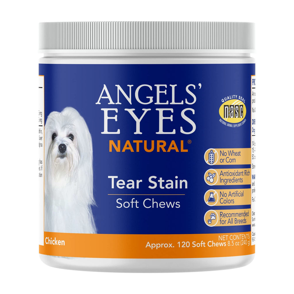 Angel's Eyes NATURAL Tear Stain Prevention Soft Chews for Dogs - 120 Ct - Chicken Formula (AENSC120D) - PawsPlanet Australia