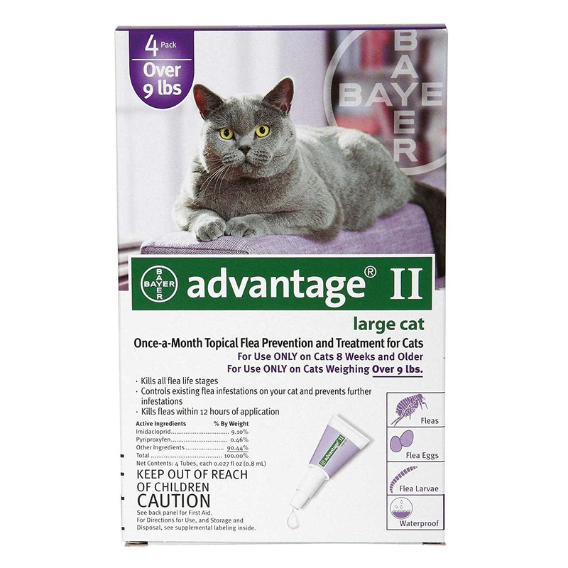 Advantage 2 flea control for cats and kittens over 9 lbs 4 month supply - PawsPlanet Australia