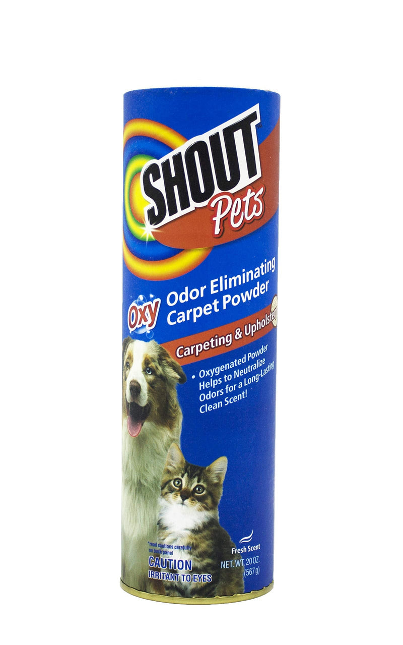 Shout for Pets Odor and Urine Remover - Effective Way to Remove Puppy & Dog Odors and Stains from Carpets & Rugs - Shout Pet Urine Remover, Shout Stain Remover for Pets Carpet Powder - 18 oz Turbo Oxy - PawsPlanet Australia