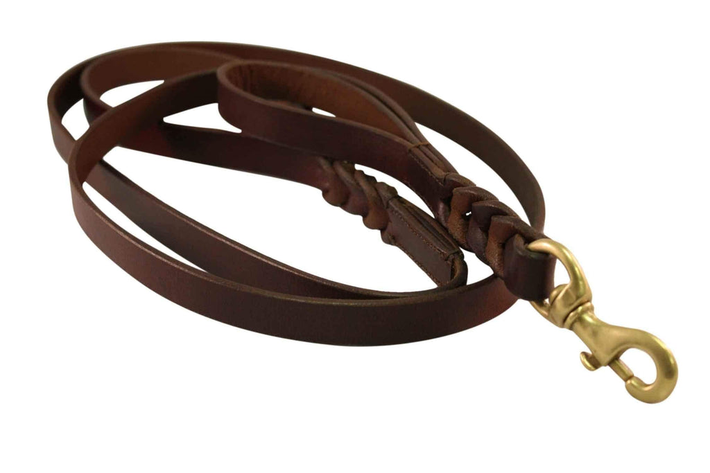 [Australia] - Leather Braided Dog Leash | Double Handle | Made from Premium Quality Leather | Strong, Durable and Flexible | Available in Black and Brown Colors | Multiple Standard Sizes - by Angel Pet Supplies 6' X 1' 
