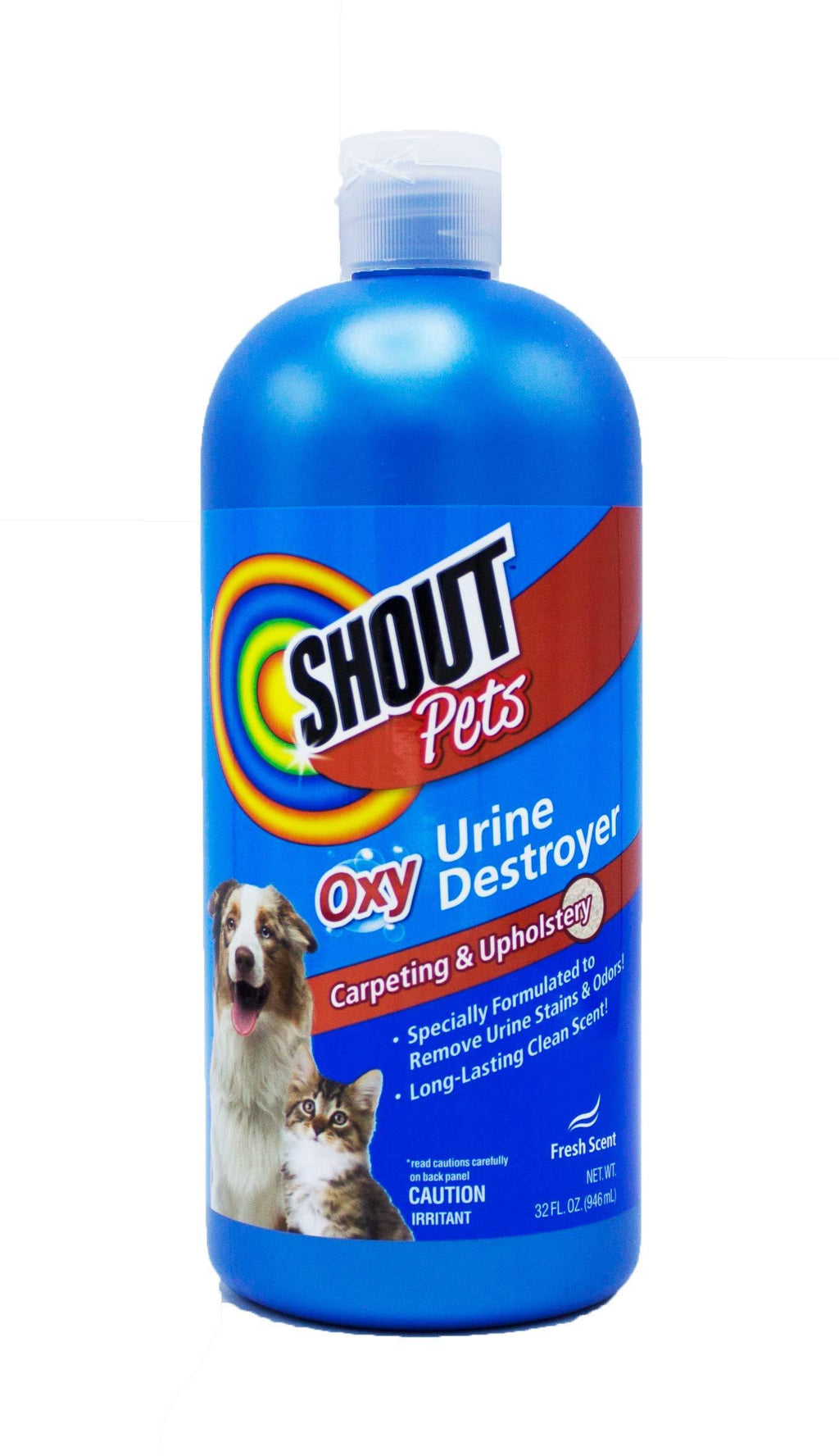 Shout for Pets Odor and Urine Eliminator - Effective Way to Remove Puppy & Dog Odors and Stains from Carpets & Rugs - Stain & Odor Eliminator - Shout Pet Urine Destroyer, Shout Stain Remover for Pets Turbo Oxy 32 Fl Oz (Pack of 1) - PawsPlanet Australia