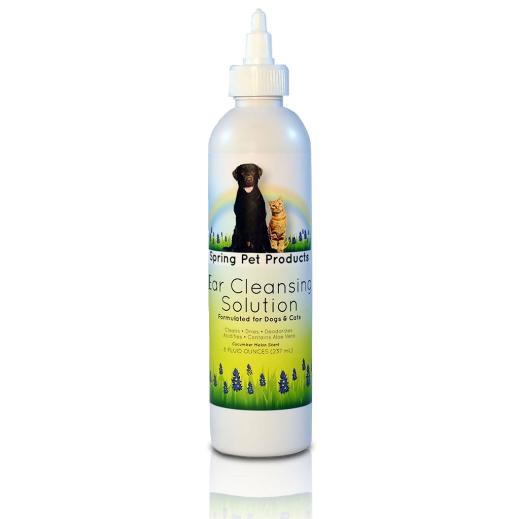 Spring Pet Ear Solution for Dogs and Cats ~ 8 Oz Size ~ Soothing Aloe Vera and Vitamin Veterinary Strength Formula Made in USA - PawsPlanet Australia