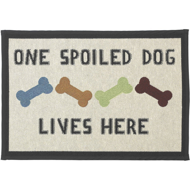 [Australia] - PetRageous Designed Tapestry Placemat for Pet Feeding Station, 13-Inch by 19-Inch, One Spoiled Dog, Natural/Multi, Off-White, Model:10215 