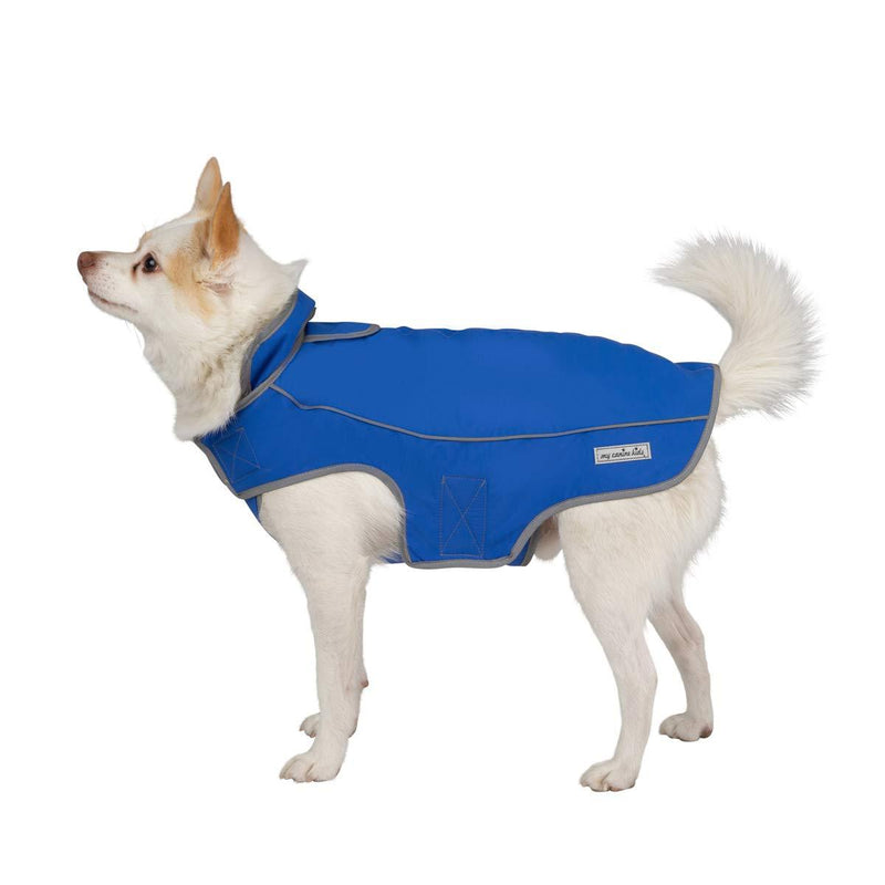 [Australia] - My Canine Kids Jacket for All Dogs, Fleece-Lined, Waterproof Doggie Vest, Reflective Pet Parka Small Blue 