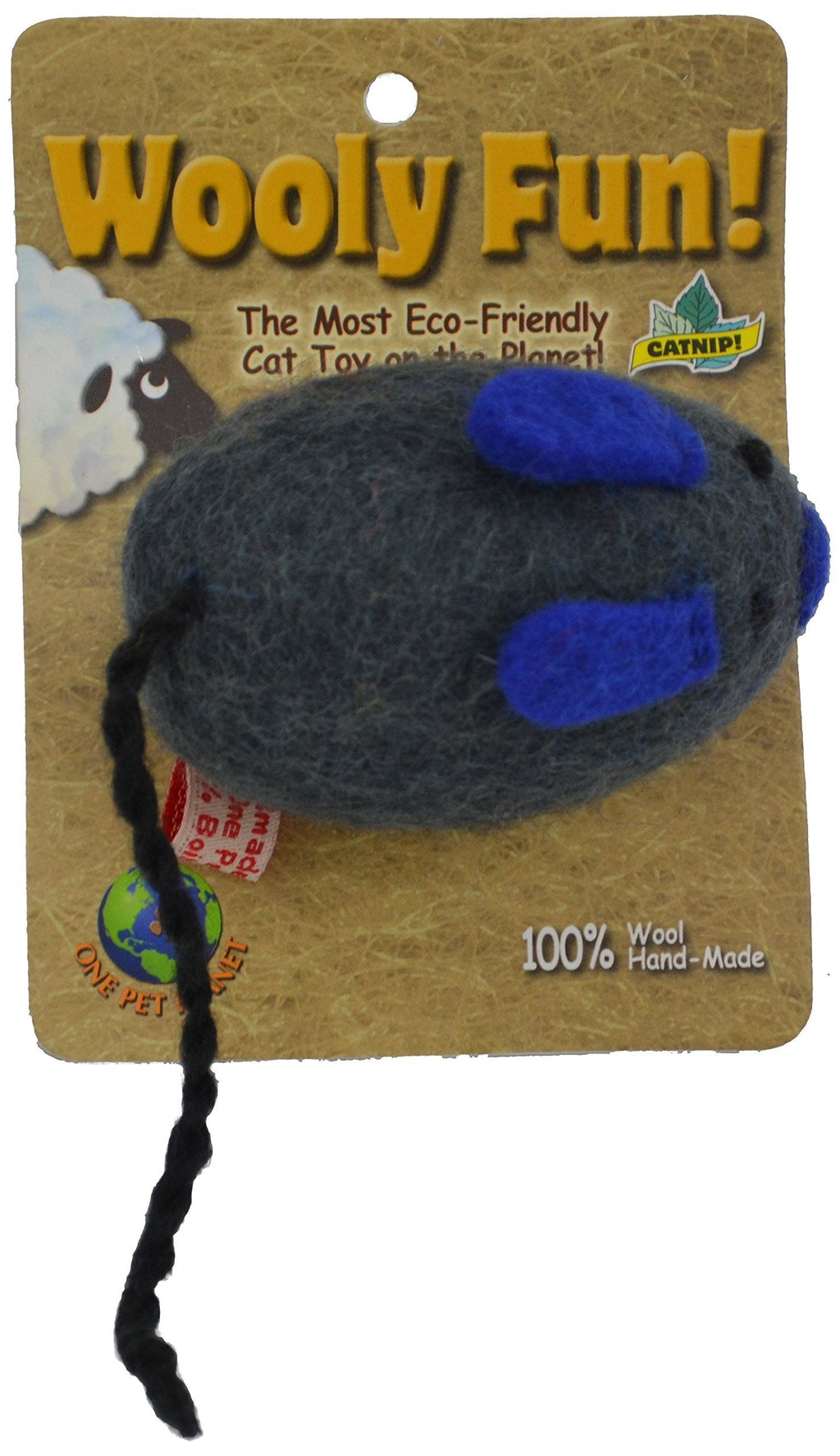 [Australia] - One Pet Planet Wooly Fun Big Mouse Toy,Assorted Colors 