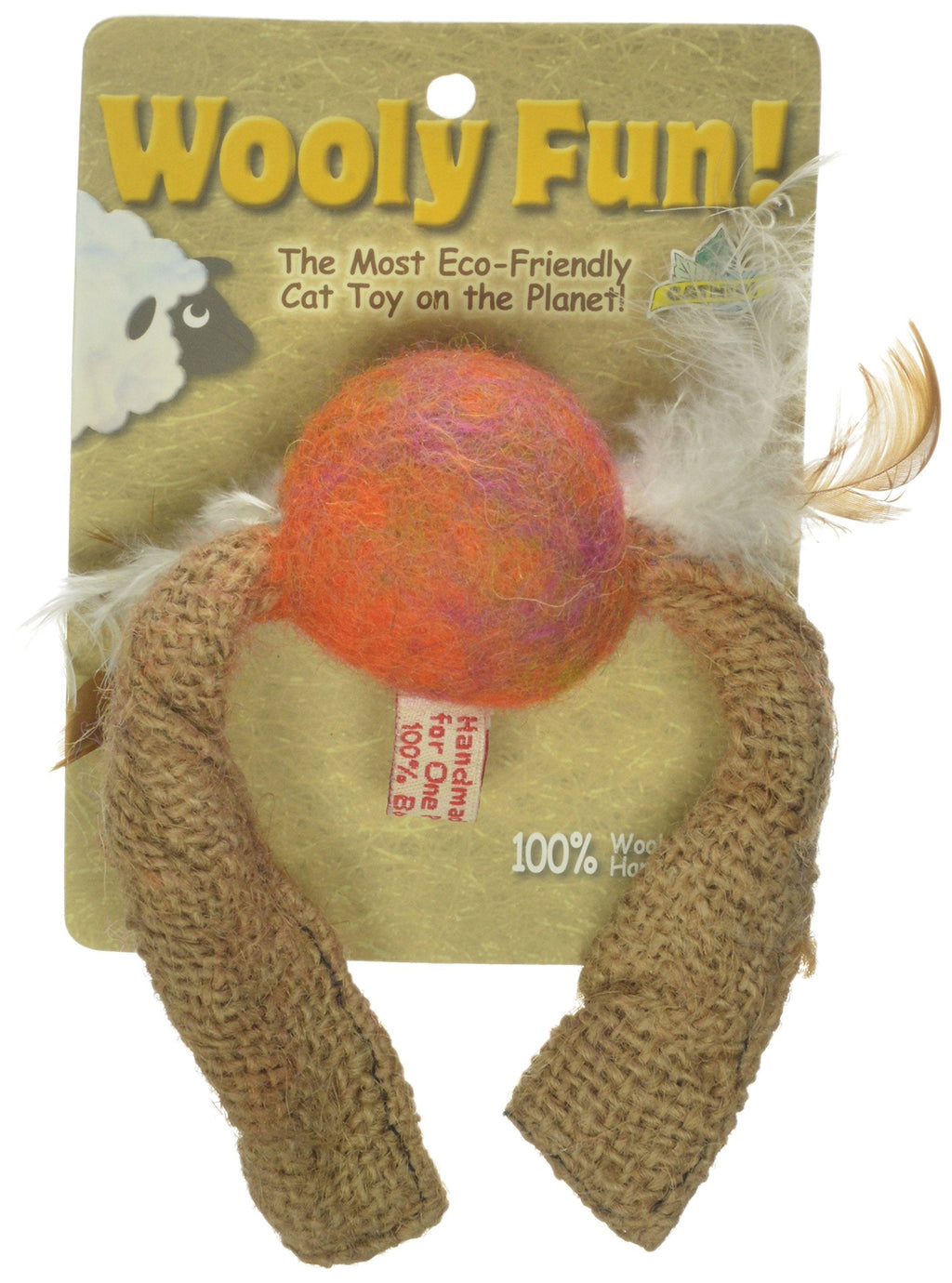 [Australia] - One Pet Planet Wooly Fun Tussle Ball with Feathers 