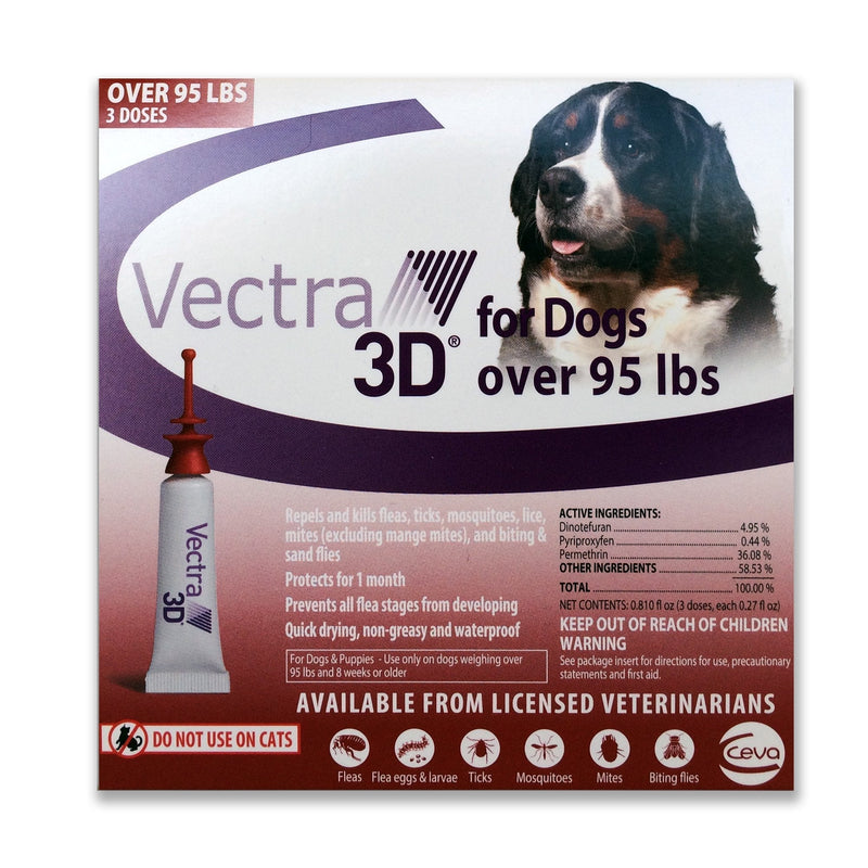 Vectra 3D (Red) 3pk Flea & Tick Control for Dogs Over 95lbs - PawsPlanet Australia