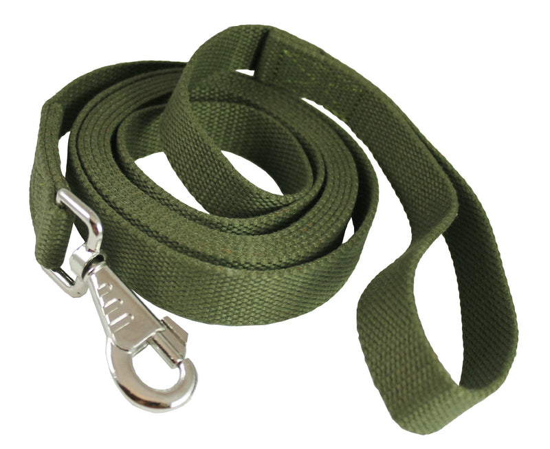 [Australia] - Dog Leash 3/4" Wide Cotton Web 15 Ft Long Olive for Training Swivel Locking Snap 