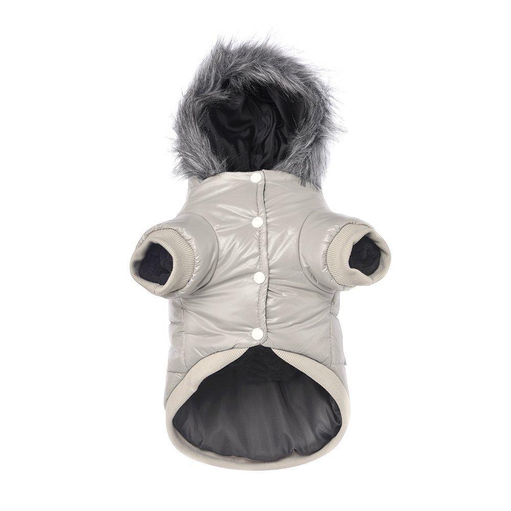 lesypet Dog Warm Winter Coat, Doggy Coats for Small Dogs Wind Resist Paded Warm Jacket for Puppy Grey - PawsPlanet Australia