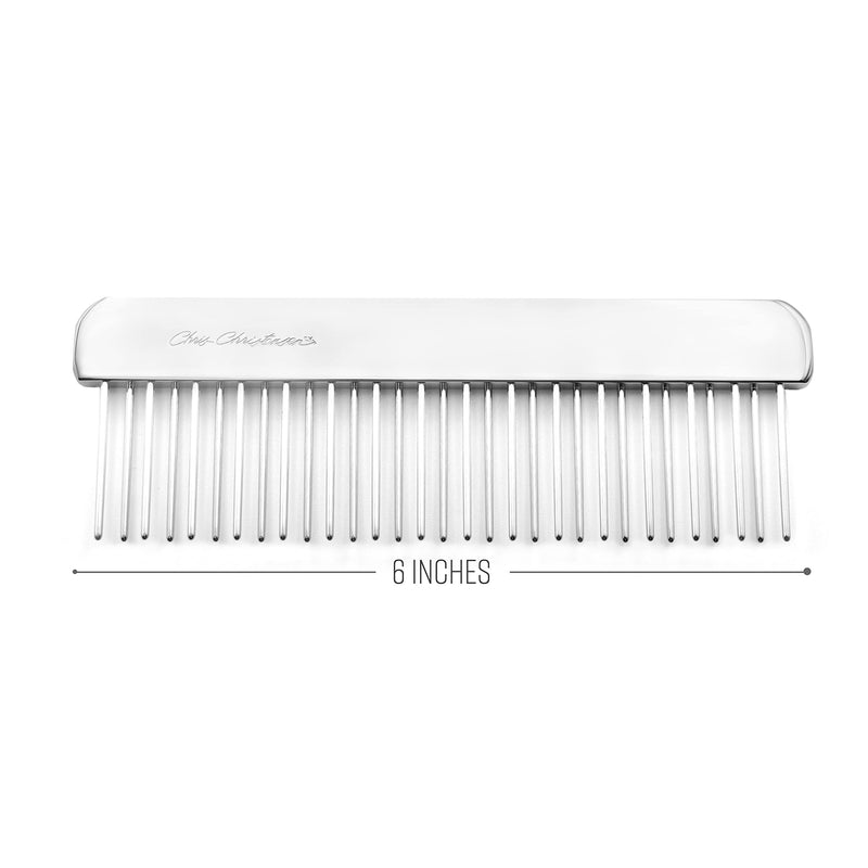 Chris Christensen NTS Staggered 1 1/4 Tooth Buttercomb - Pet Comb - Stainless Steel - Great Finishing Dog Comb - Removes Tangles and Knots Combs - For Grooming Thick and Double-Coated Breeds - 6" Spine #011 - PawsPlanet Australia