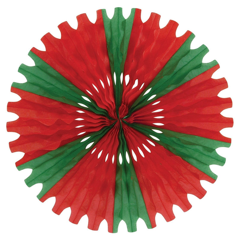 Beistle Red & Green Tissue Paper Hanging Fan Christmas Party Decorations Supplies Red and Green - PawsPlanet Australia