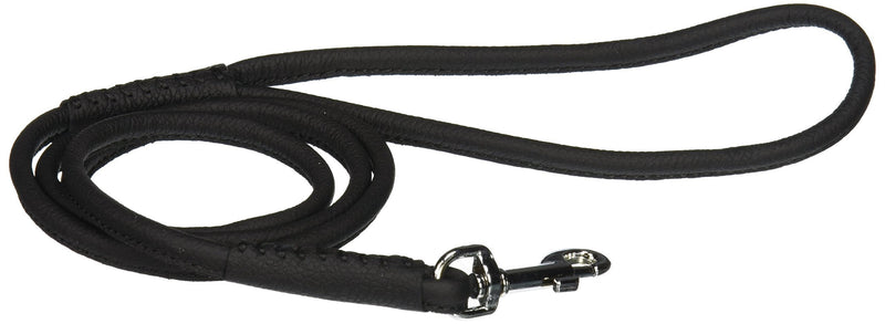 [Australia] - Dogline 1/4-Inch Wide Soft Padded Rolled Round Leather Dog Leash Lead, 4-Feet, Black 