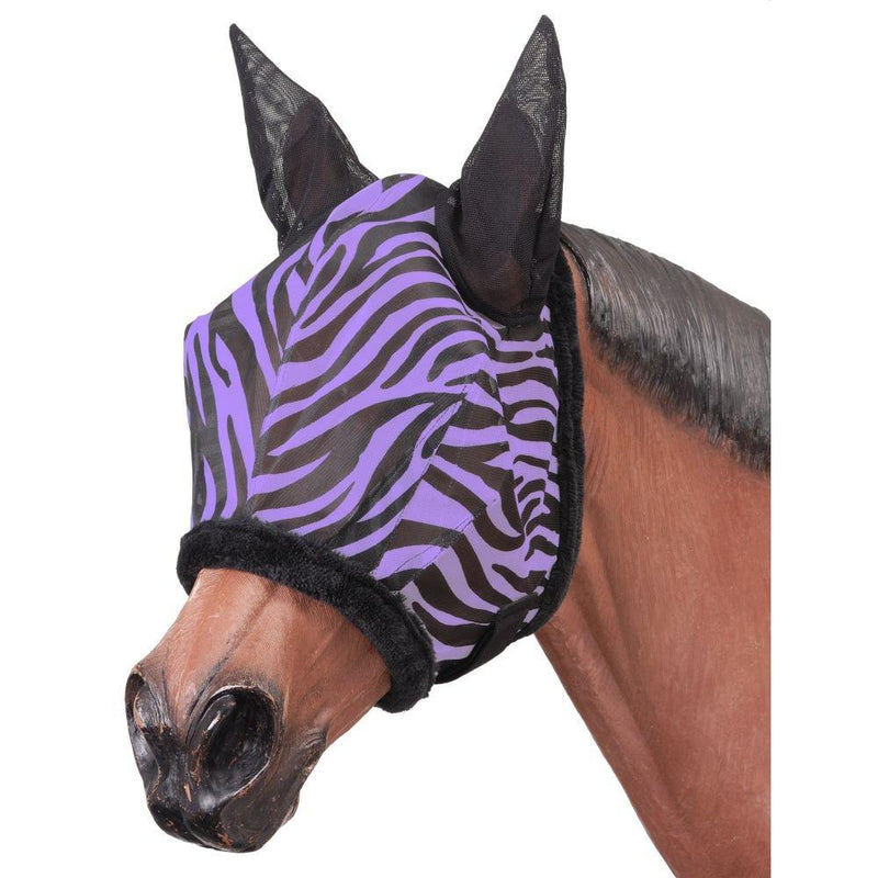 Tough 1 Zebra Mesh Fly Mask Purple Zebra - PawsPlanet Australia