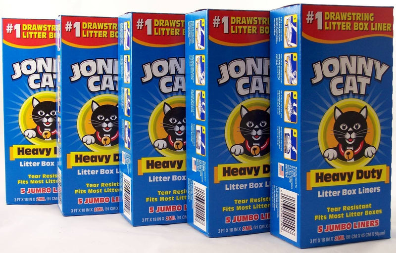 Jonny Cat Litter Box Liners, Heavy Duty, Jumbo 5 Per Box (5 Pack/Boxes) - PawsPlanet Australia