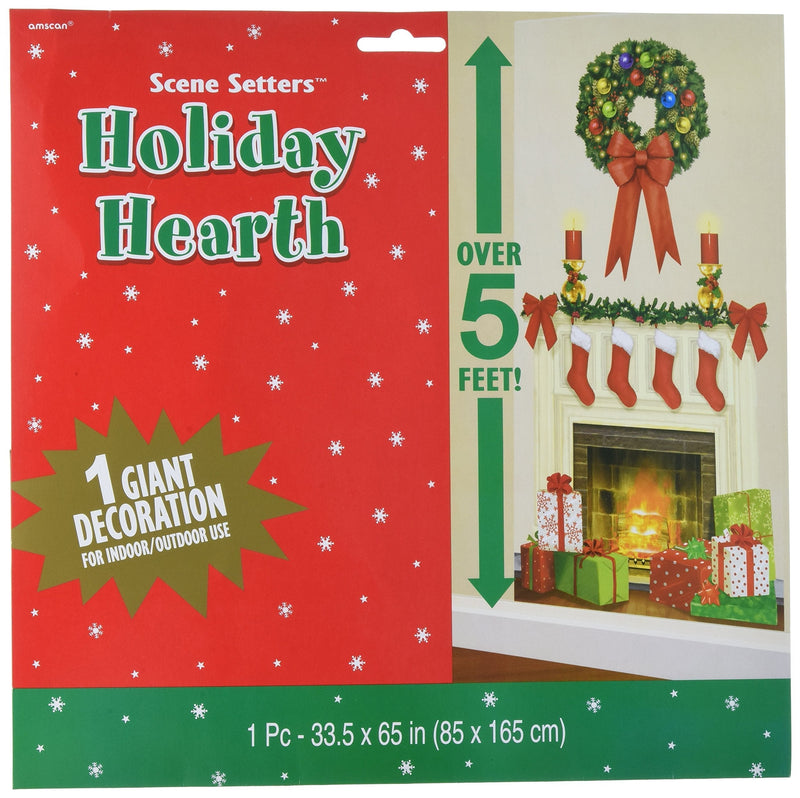 amscan 670229 Hearth Scene Setters Add-Ons Christmas Accessory | Plastic 5 feet Tall 1 ct Multi Color, 65" x 33 1/2" - PawsPlanet Australia