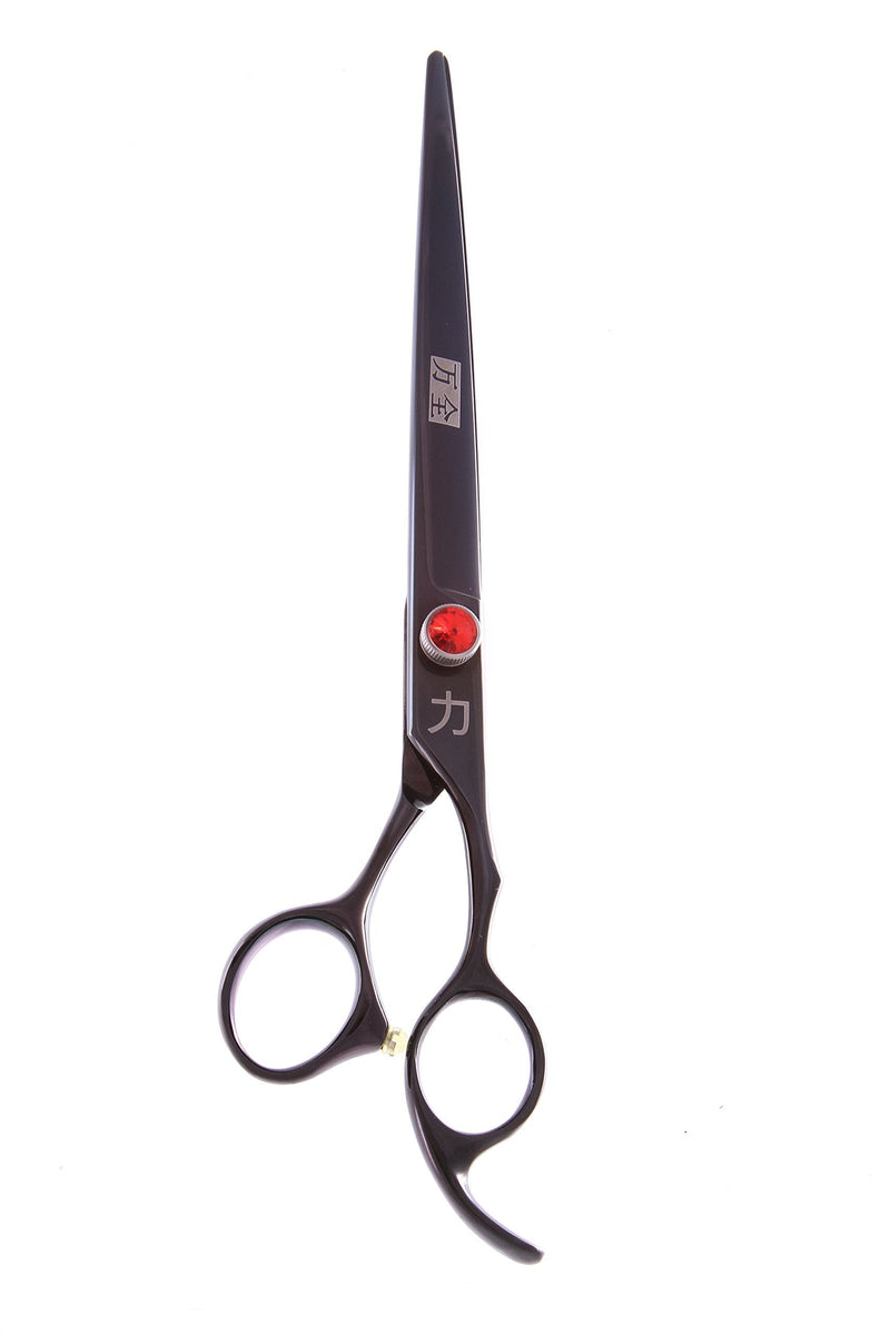 [Australia] - ShearsDirect Japanese 440C Black Titanium Cutting Shears with Red Gem Stone Tension and Anatomic Thumb, 8.0-Inch 
