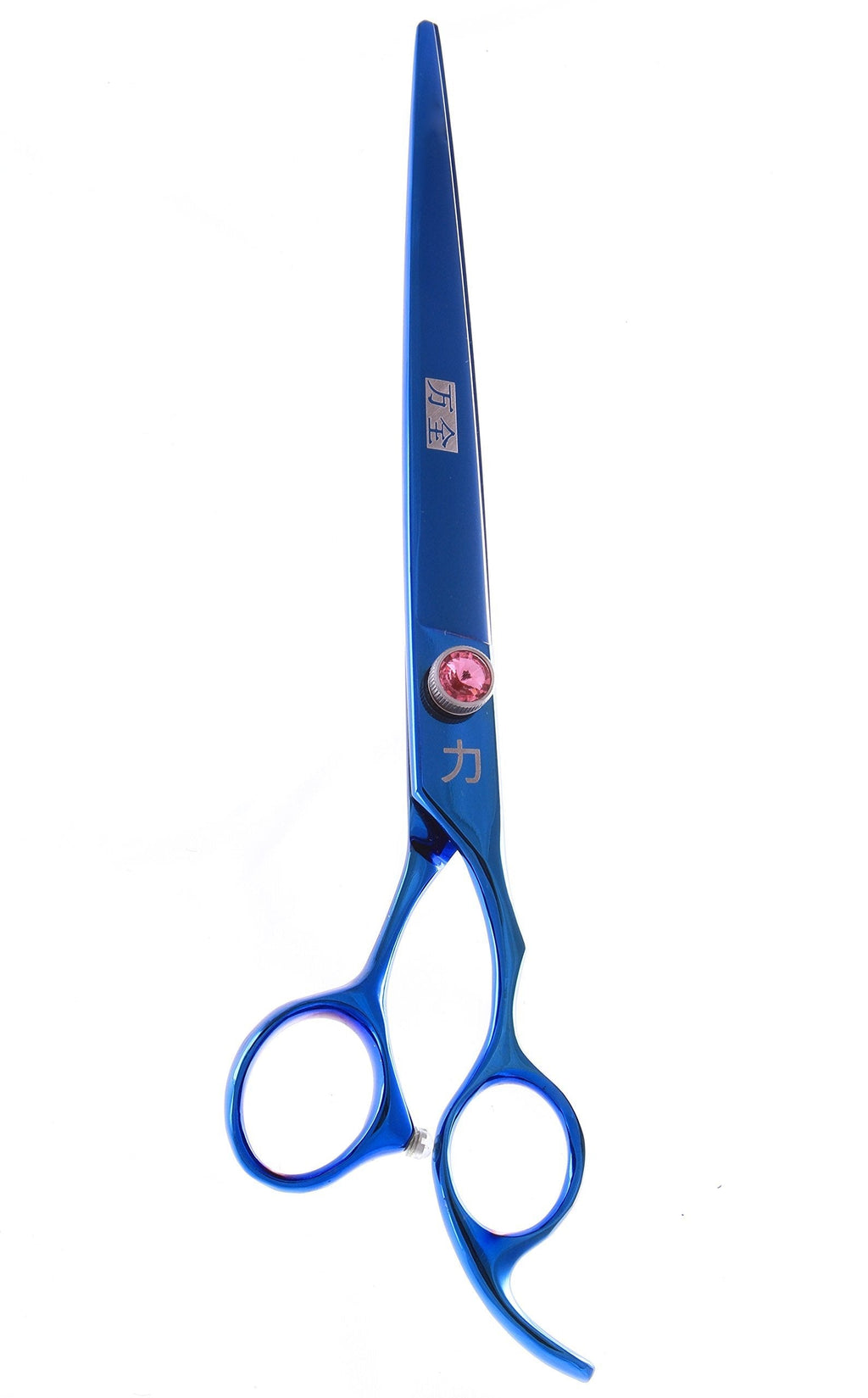 [Australia] - ShearsDirect Japanese 440C Blue Titanium Cutting Shears with Pink Gem Stone Tension and Anatomic Thumb, 8.0-Inch 