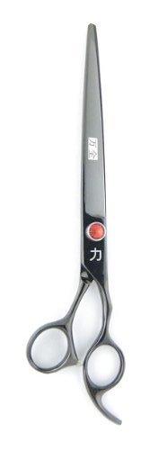 [Australia] - ShearsDirect Japanese 440C Black Titanium Cutting Shears with Red Gem Stone Adjustable Tension and Anatomic Thumb, 9.0-Inch 