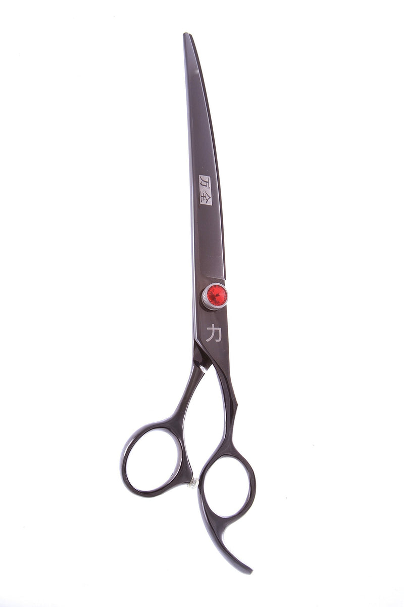 [Australia] - ShearsDirect Japanese 440C Curved Black Titanium Cutting Shears with Red Gem Stone Tension and Anatomic Thumb, 8.0-Inch 
