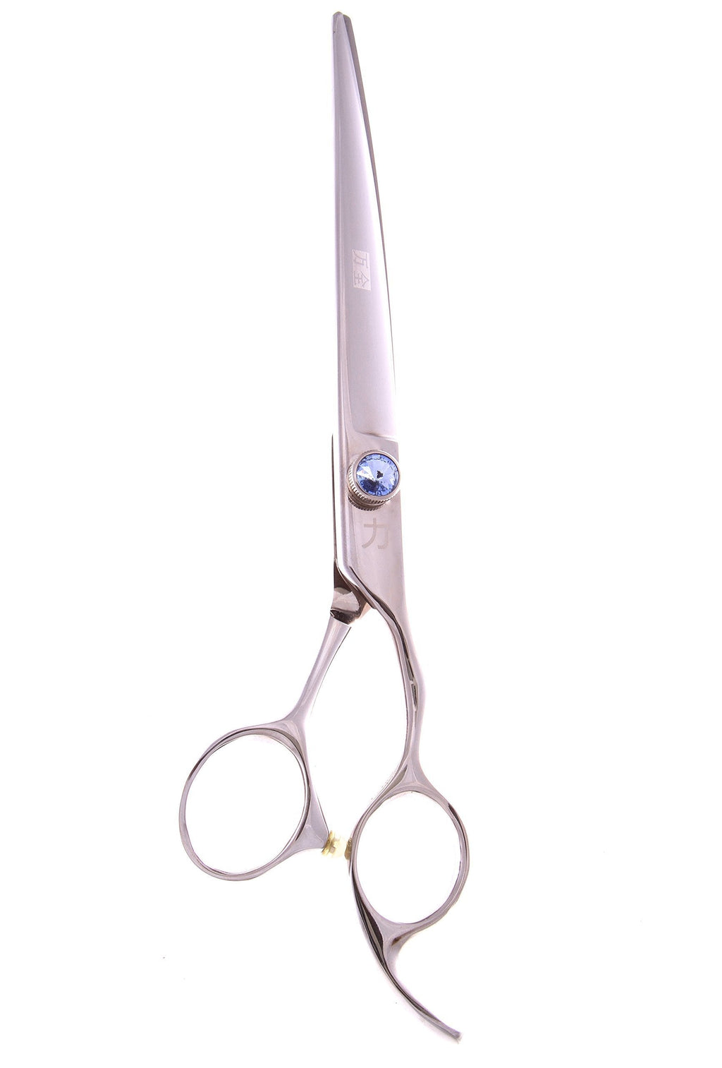 [Australia] - ShearsDirect Japanese 440C Curved Silver Titanium Cutting Shears with Blue Gem Stone Tension and Anatomic Thumb, 9.0-Inch 