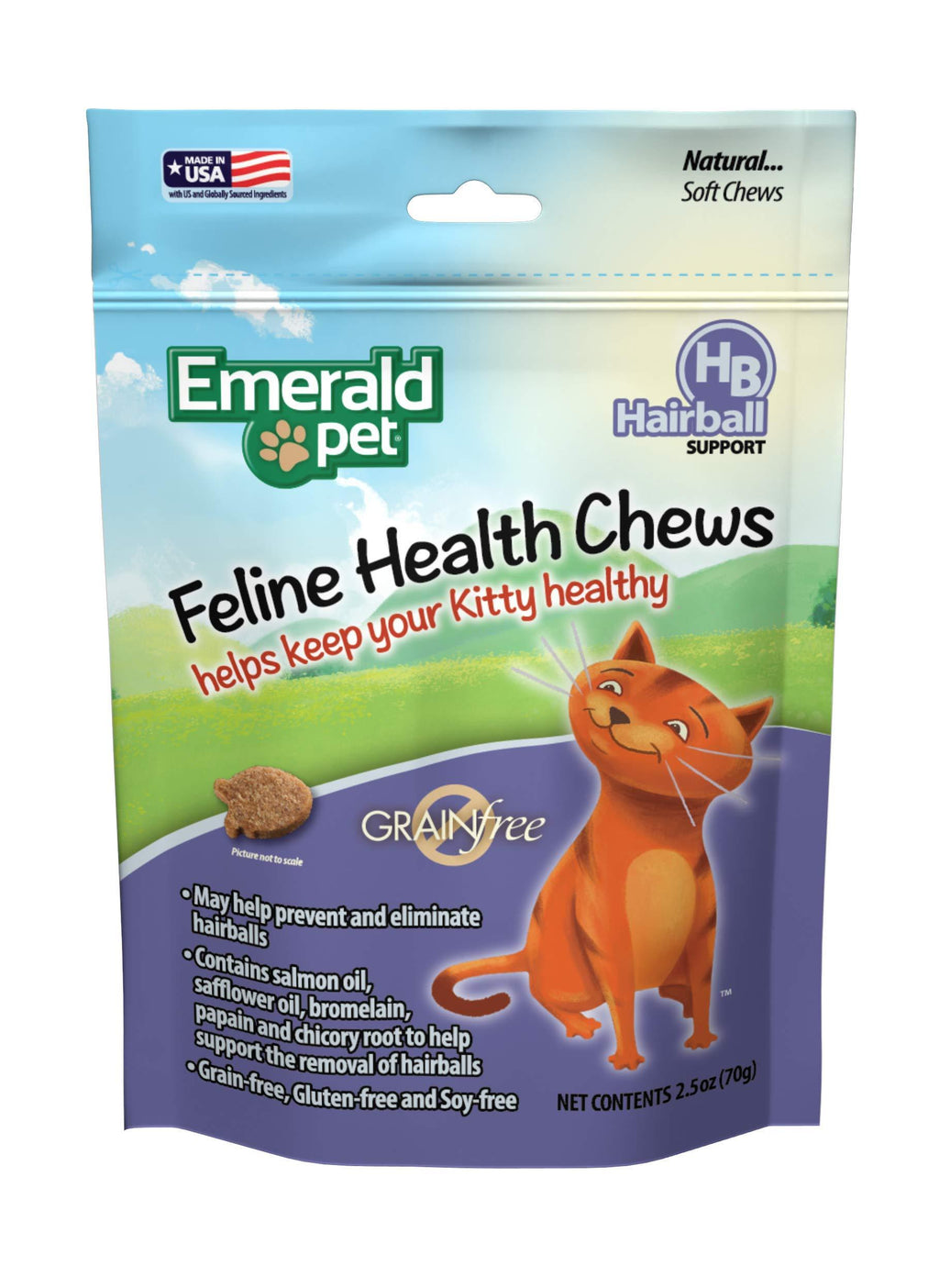 Emerald Pet Feline Hairball Soft Natural Grain Free Cat Chew, Made in USA 2.5 - PawsPlanet Australia
