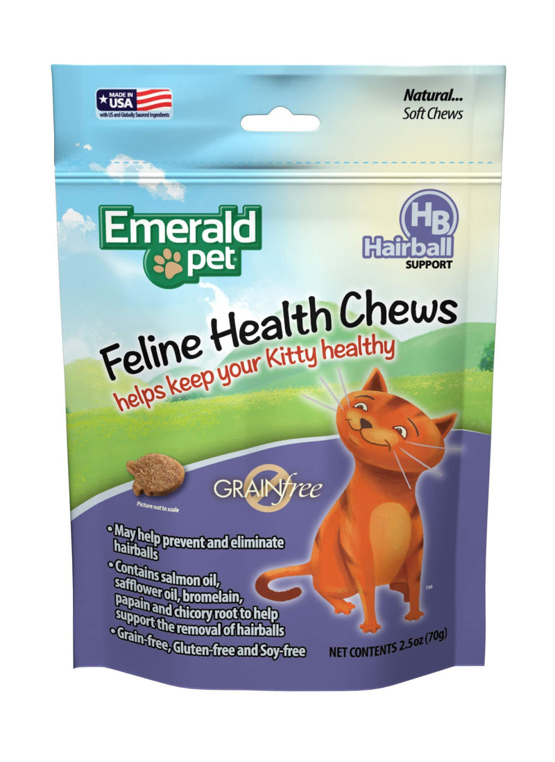 Emerald Pet Feline Hairball Soft Natural Grain Free Cat Chew, Made in USA 2.5 - PawsPlanet Australia