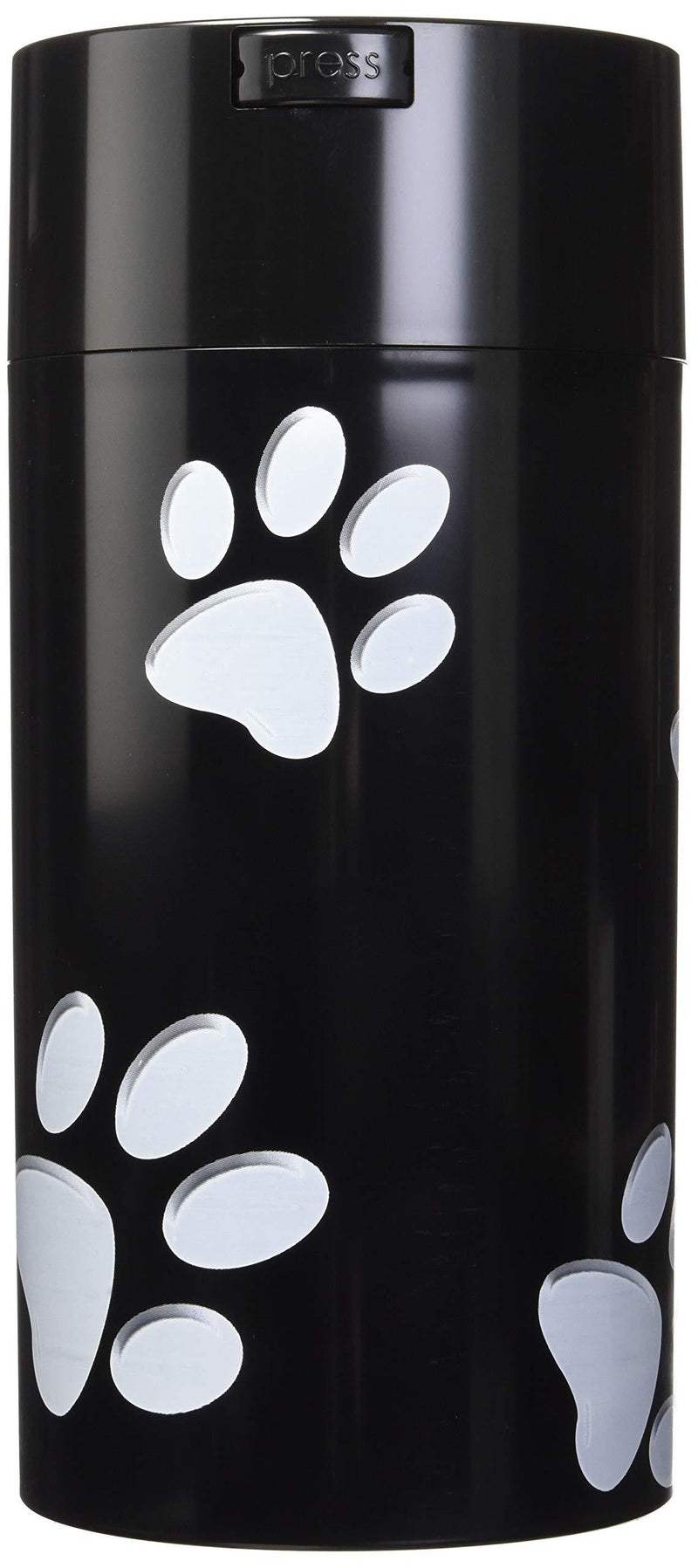 [Australia] - Pawvacs Set of 4 ( 3, 6, 12, 24 Ounce ) Vacuum Sealed Pet Food Storage Containers; Black Cap & Body/White Paws 