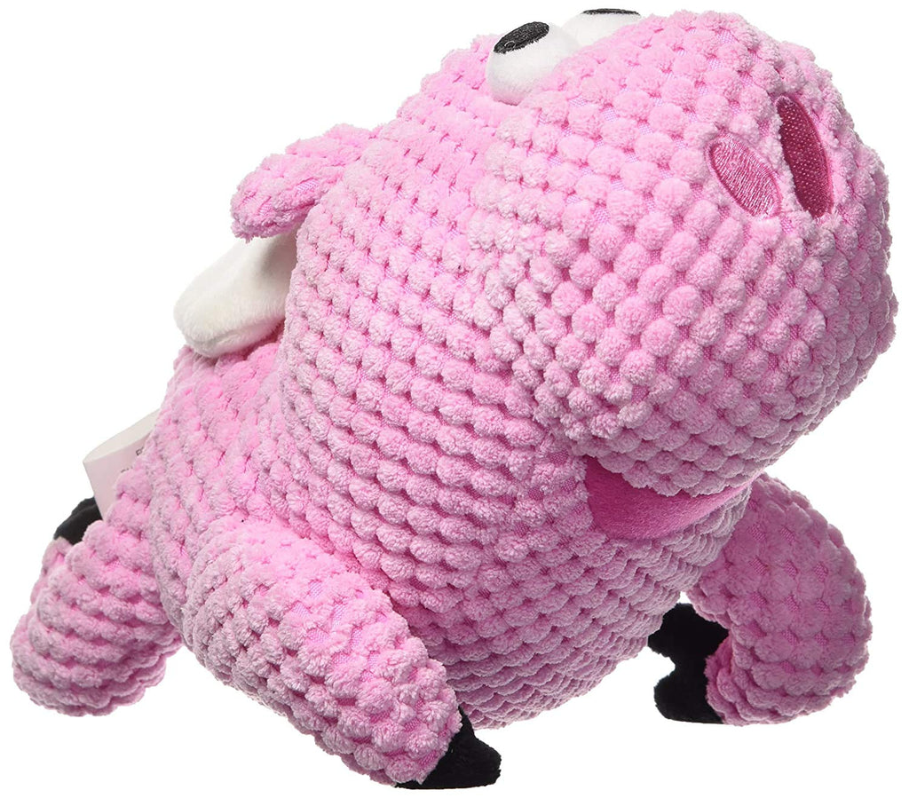 goDog Checkers Flying Pig with Chew Guard Technology, Plush Squeaker Dog Toy, Large, Pink - PawsPlanet Australia