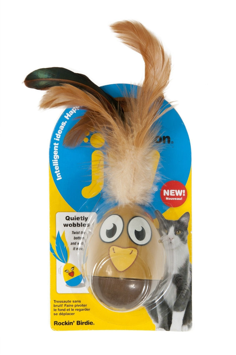 [Australia] - JW Cataction Wobble Egg with Feathers Toy, Multicolor 