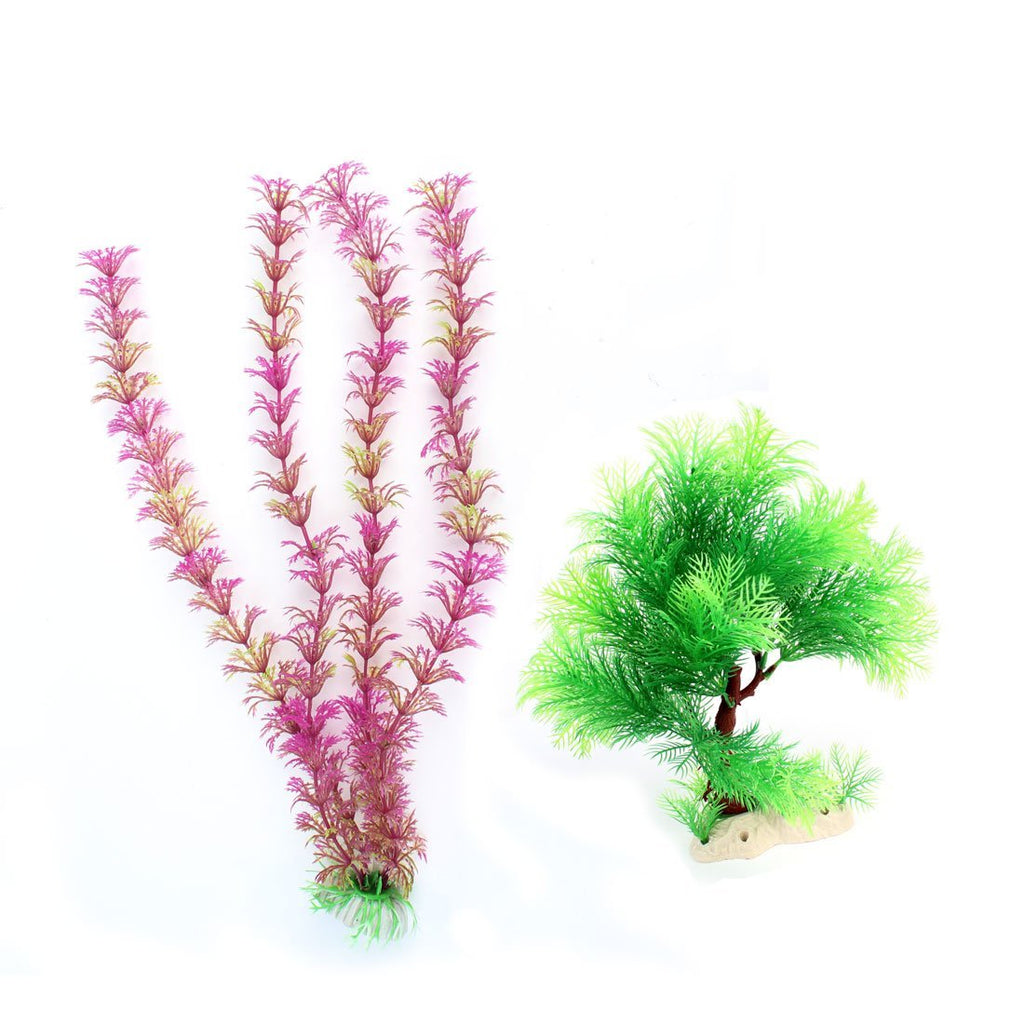 [Australia] - Uxcell 2-Piece Emulational Aquarium Water Tree Plant, 13-Inch, Green/Violet 