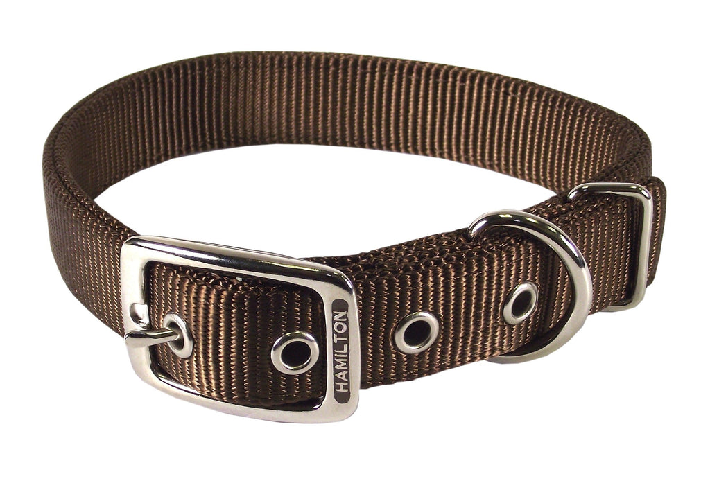 [Australia] - Hamilton Double Thick Nylon Deluxe Dog Collar, 1 by 22-Inch, Brown 