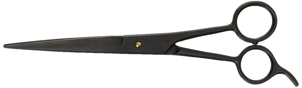 [Australia] - Tamsco B: Tesco Barber Scissor with Finger Rest 7.5-Inch (Black) Semi-Convex Edge Japanese Stainless Steel Metallic Black Permanent Finger Rest 