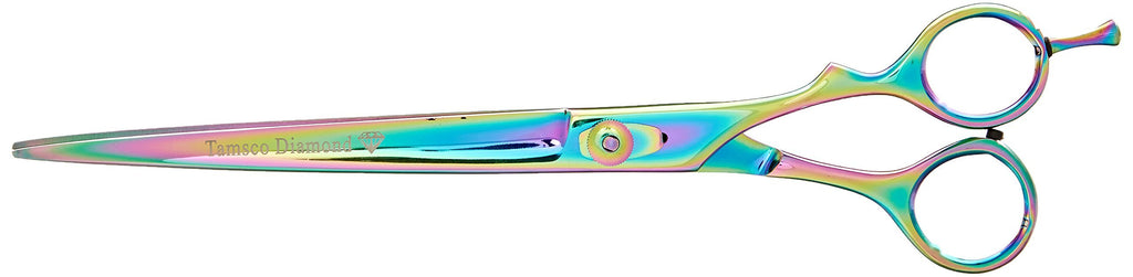 [Australia] - Tamsco Plasma Coated Shear 9-InchSemi-Convex Edge Japanese Stainless Steel Plasma Rainbow Finish Removable Finger Rest Adjustable Tension Screw 