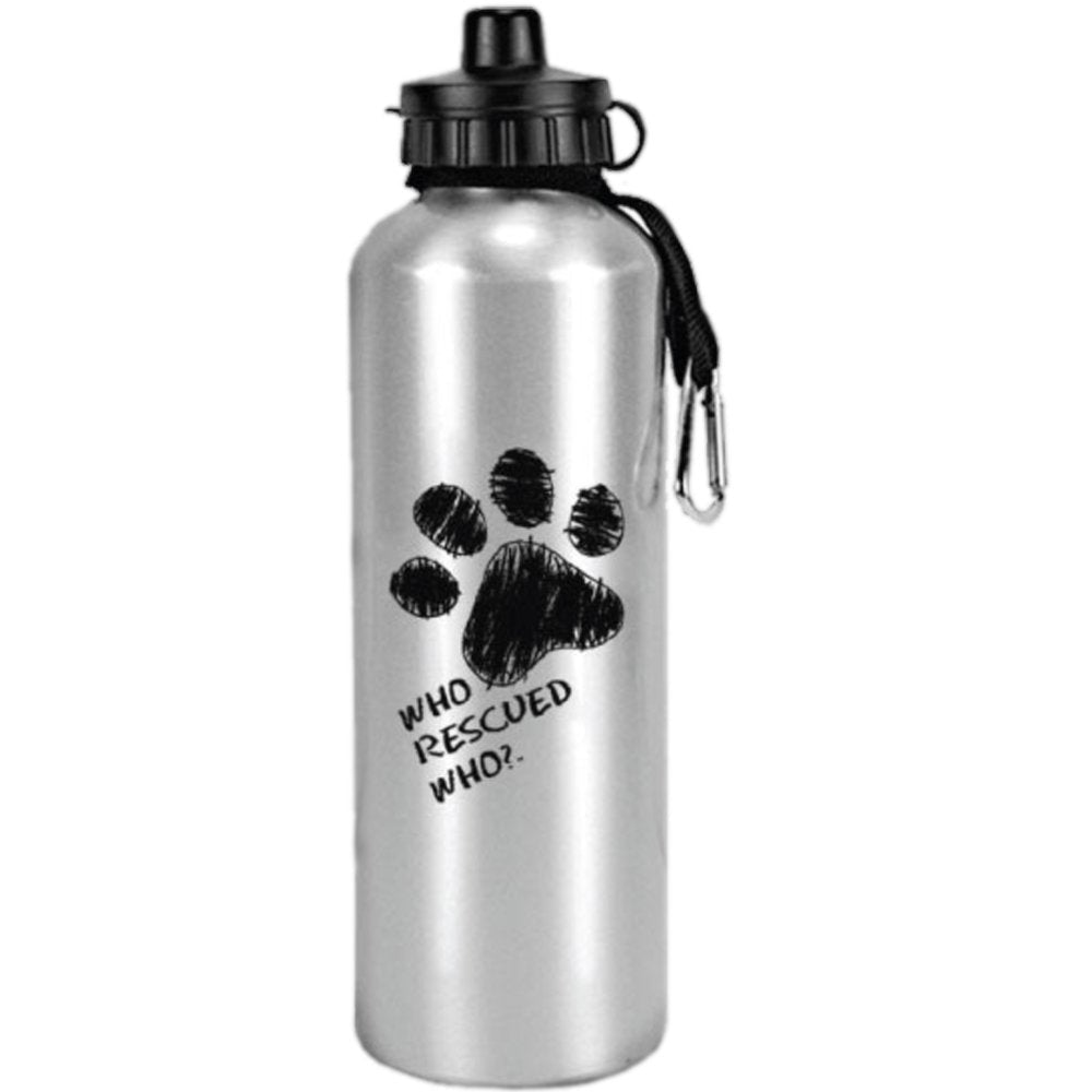 Imagine This 'Who Rescued Who?' Aluminum Water Bottle, 24-Ounce - PawsPlanet Australia