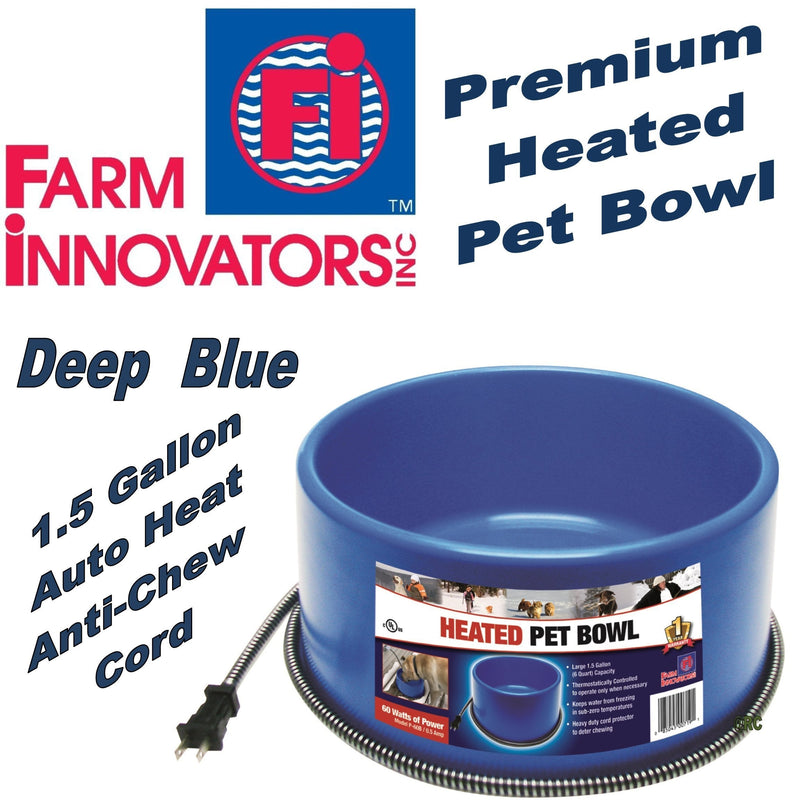 [Australia] - Farm Innovators P-60B 60-Watt Premium Heated Pet Dog & Cat Water Bowl Blue 