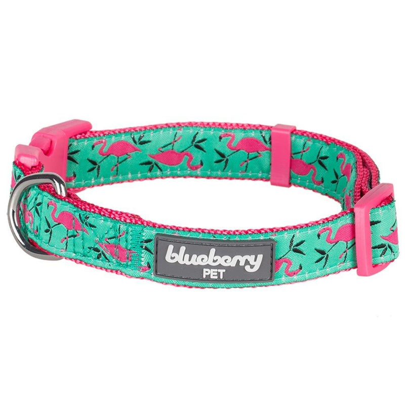 [Australia] - Blueberry Pet Essentials 10 Patterns Zoo Fun Dog Collars, Harnesses or Leashes Regular Collar - Large Pink Flamingo 