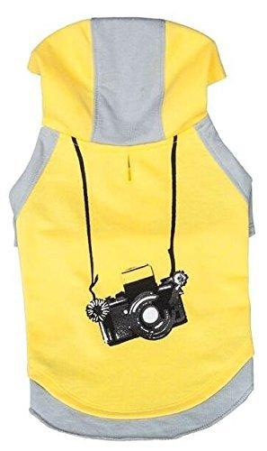 [Australia] - Blueberry Pet 2 Colors Camera Dog Hoodie Back Length 14" Pack of 1 - Yellow Camera Hoodie 