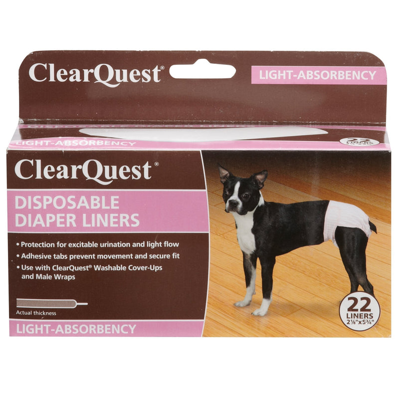 [Australia] - ClearQuest Disposable Dog Diaper Liners, 22-Pack, Absorbent Pads, Extra Protection for Cover-Ups and Male Wraps 