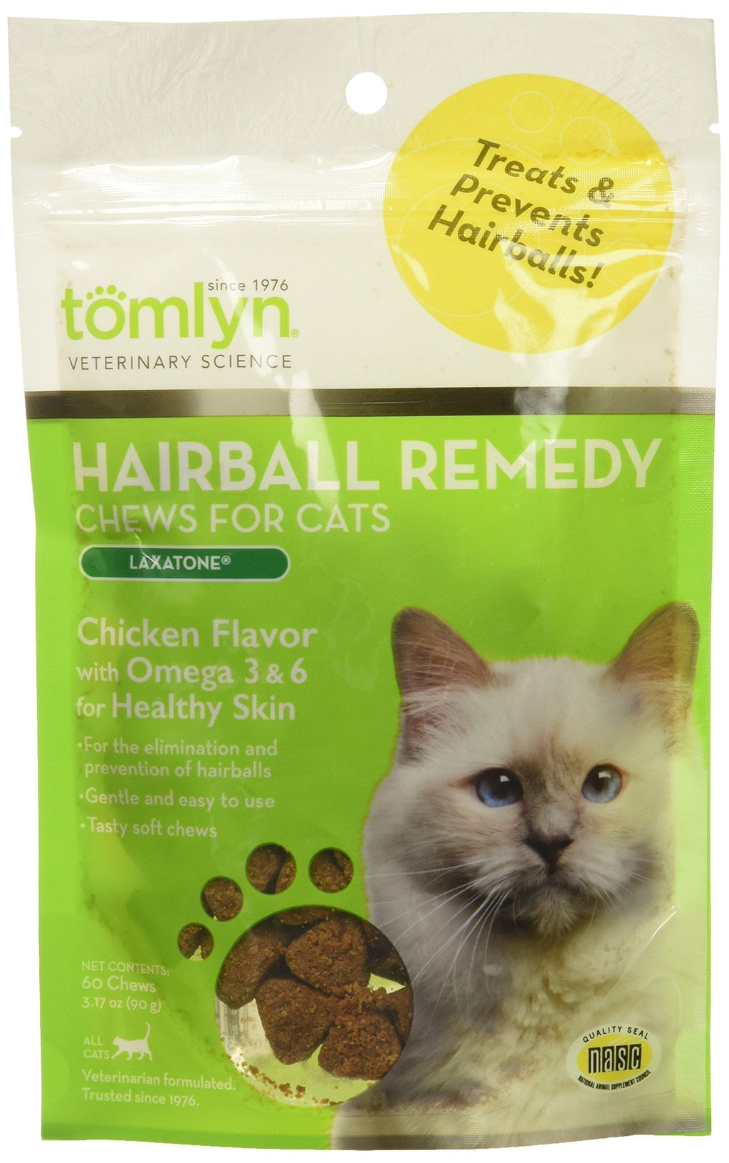 TOMLYN Laxatone Soft Chews Hairball Formula Cat Treat 60 Count, 3.17oz(90g) 60 ct - PawsPlanet Australia