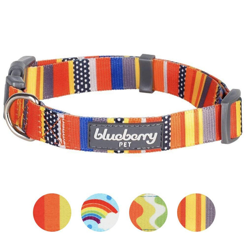 [Australia] - Blueberry Pet Perfect Rainbow or Multi-Colored Stripe Dog Collar Collar - (12"-16") Neck * 5/8" Wide Nautical Flags 