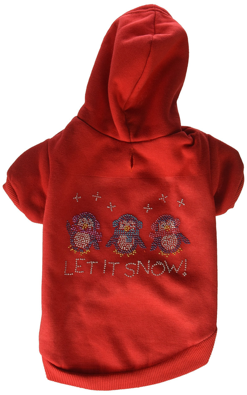 [Australia] - Mirage Pet Products 14-Inch Let it Snow Penguins Rhinestone Hoodie, Large, Red 